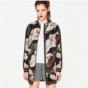 ZARA- Trafaluc Floral Crane Bomber Jacket